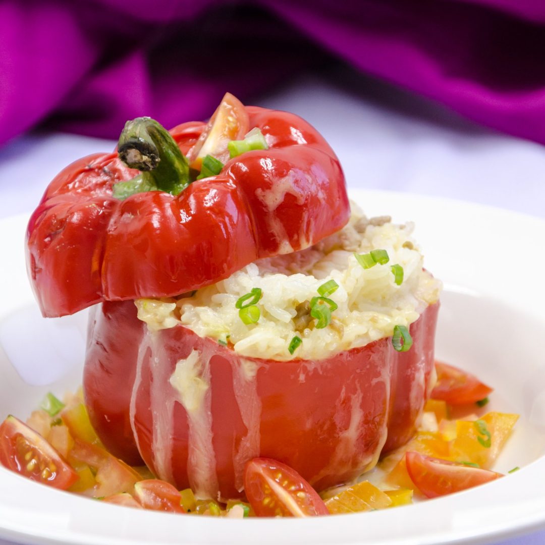 Rice and Vegetable Stuffed Bell Pepper